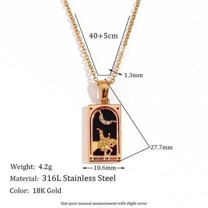 Minimalist Human Sun Moon 304 Stainless Steel Arylic Rhinestones 18K Gold Plated Plating Inlay Pendant Necklace