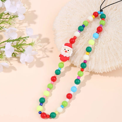 Cute Christmas Tree Santa Claus Plastic Polyester Christmas Mobile Phone Chain