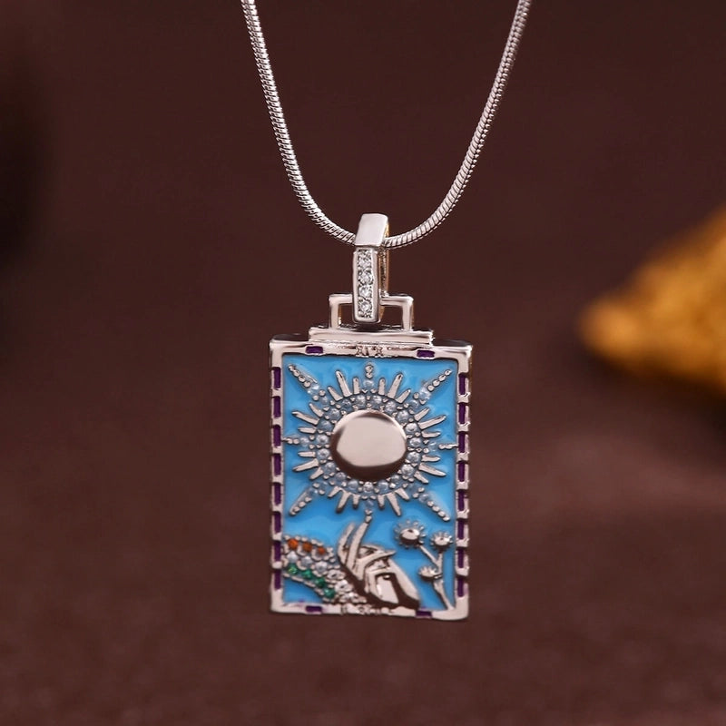 Vintage Style Minimalist Sun Moon Titanium Steel Copper Plating Pendant Necklace