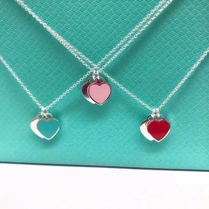 Casual Minimalist Heart Shape Copper Enamel Pendant Necklace