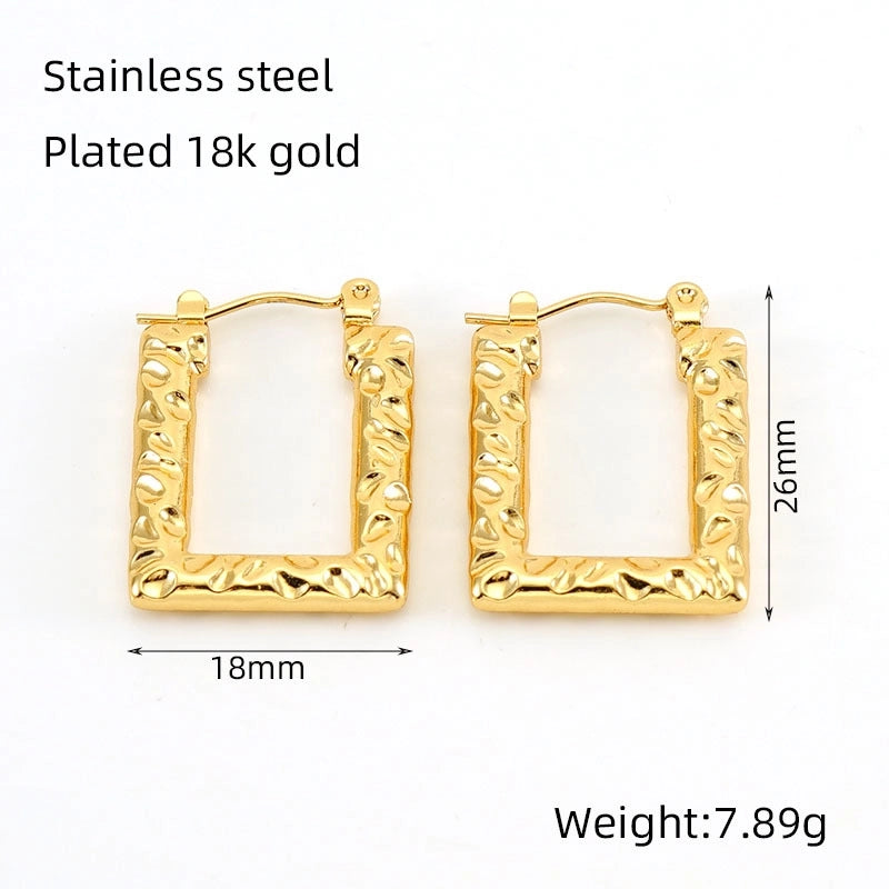 1 Pair Minimalist U Shape 304 Stainless Steel 18K Gold Plated Hoop Earrings