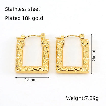 1 Pair Minimalist U Shape 304 Stainless Steel 18K Gold Plated Hoop Earrings