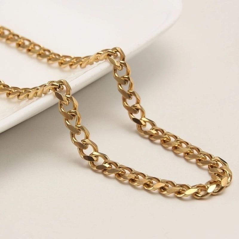 Hip-Hop Rock Punk Solid Color 304 Stainless Steel 18K Gold Plated Plating Necklace