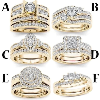 Fashion Flower Alloy Plating Artificial Gemstones Women\'S Ring Sets