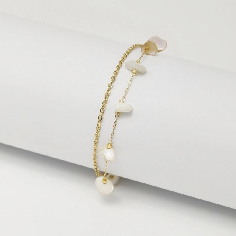 Elegant Beach Minimalist Geometric Crystal Gravel 18K Gold Plated Bracelets In Bulk