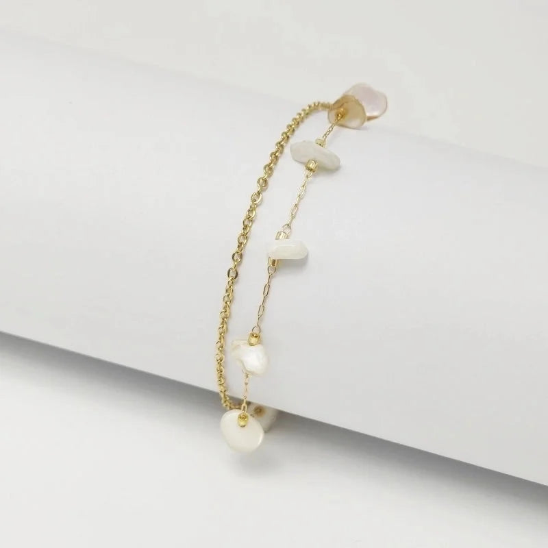 Elegant Beach Minimalist Geometric Crystal Gravel 18K Gold Plated Bracelets In Bulk