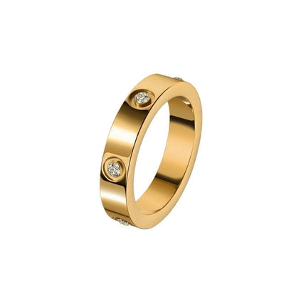 Minimalist Geometric Titanium Steel Plating Inlay Rhinestones Rings