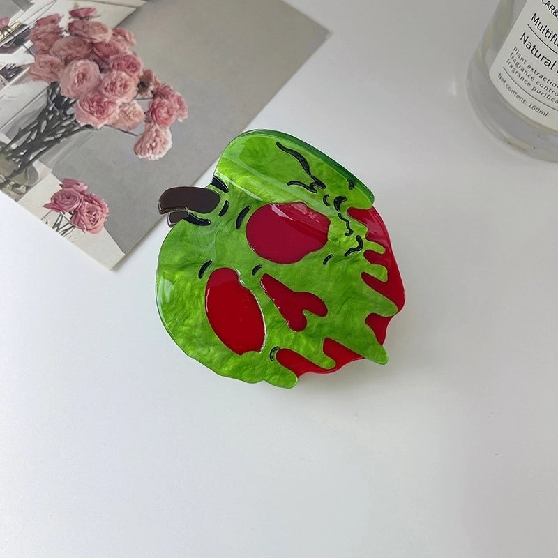 Women's Hip-Hop Retro Funny Halloween Pattern Pumpkin Skull Acetic Acid Sheets Hair Claws