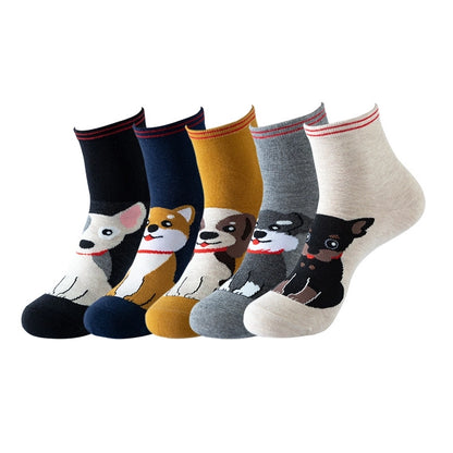 Women's Socks Fun Cat Socks Mid-length Socks Novelty Dog Animal Women's Socks Cotton Socks Cartoon Stockings Yama