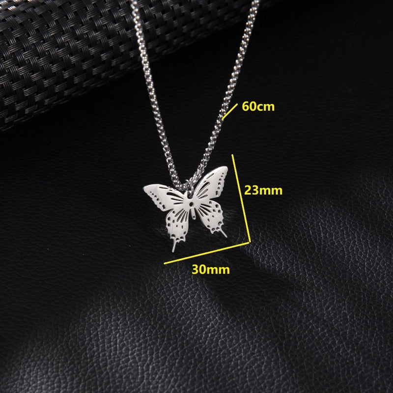 Basic Minimalist Classic Style Palm Tree Flower Butterfly 201 Stainless Steel Unisex Pendant Necklace
