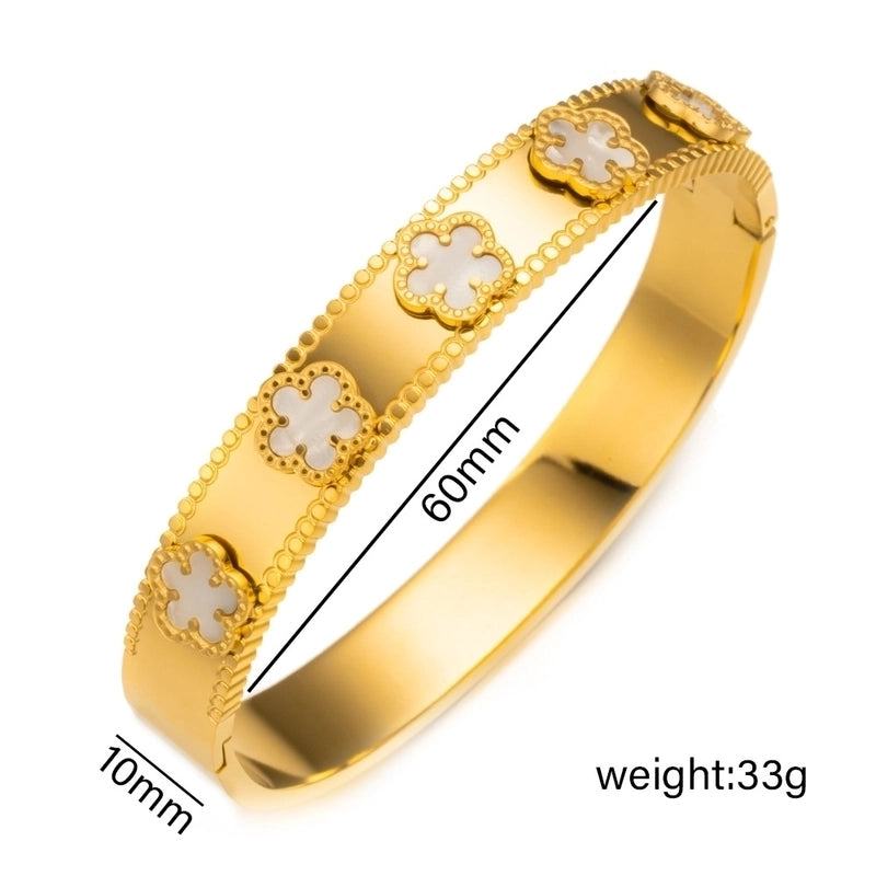 Elegant Letter Heart Shape Flower Titanium Steel Bangle