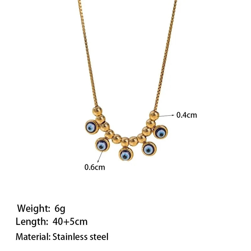 Elegant Glam Eye 304 Stainless Steel Resin 18K Gold Plated Polishing Bracelets Anklet Necklace Box Chain