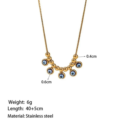Elegant Glam Eye 304 Stainless Steel Resin 18K Gold Plated Polishing Bracelets Anklet Necklace Box Chain