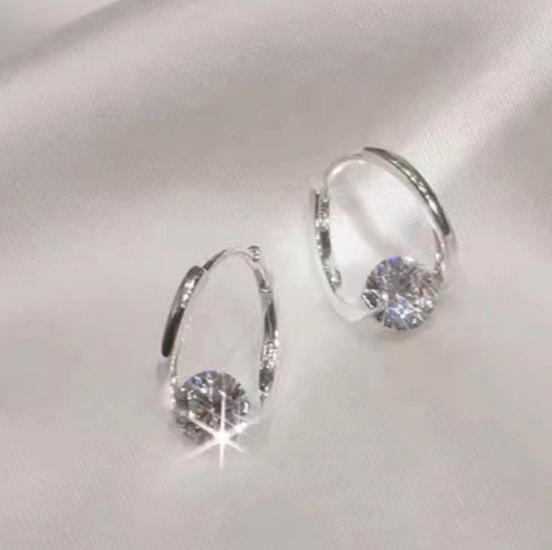 Geometric Micro-inlaid Zircon Earrings Korean Niche Earrings Earrings Women\'s Exquisite Temperament Earrings