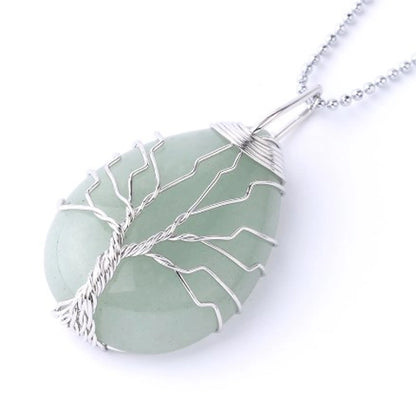 Ig Style Minimalist Tree Water Droplets Natural Stone Crystal Opal Women's Pendant Necklace Necklace Pendant