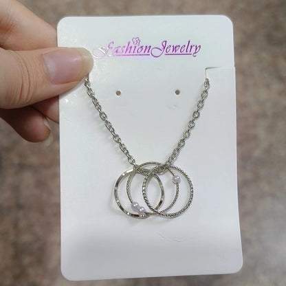 Minimalist Square Flower Bow Knot Alloy Inlay Artificial Pearls Rhinestones Women\'s Necklace