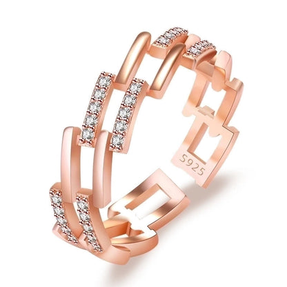 Minimalist Solid Color Copper Plating Inlay Artificial Diamond Rings 1 Piece
