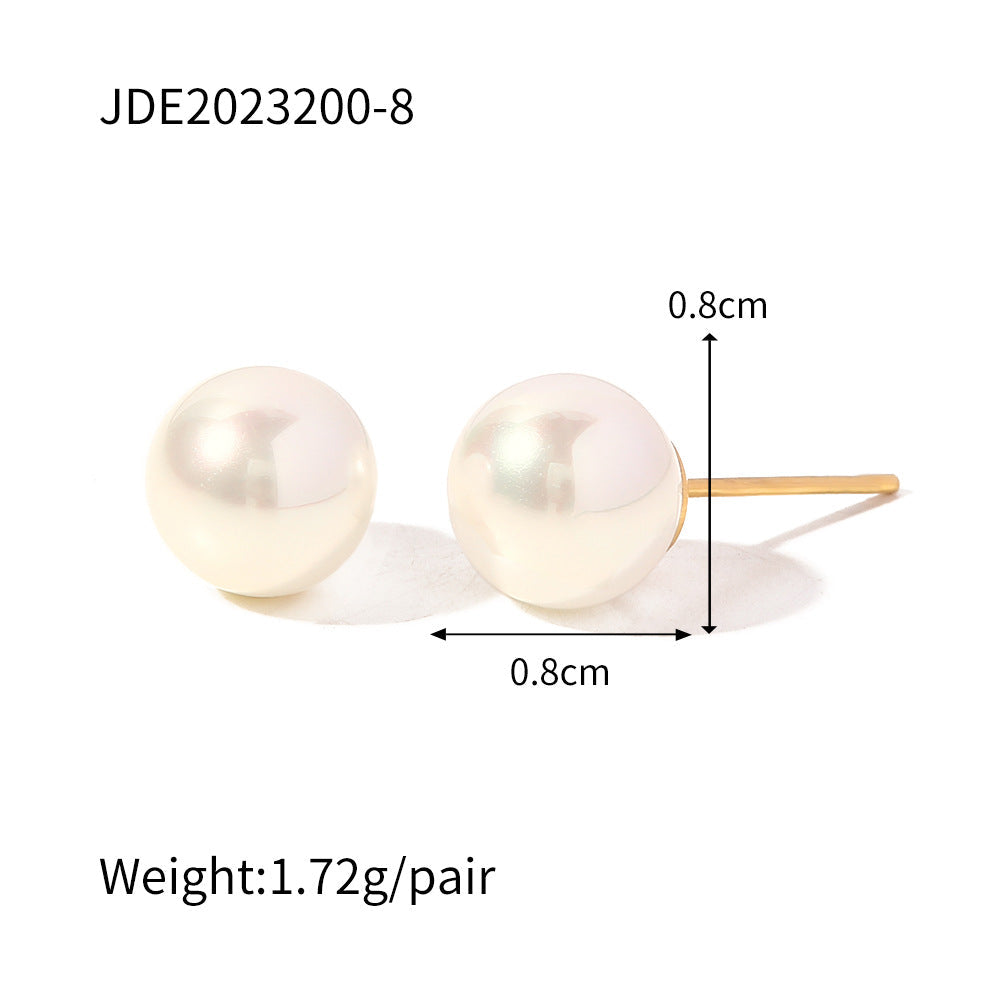 IG Style Pearl Geometric Stainless Steel 18K Gold Plated Earrings
