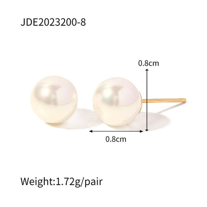 IG Style Pearl Geometric Stainless Steel 18K Gold Plated Earrings