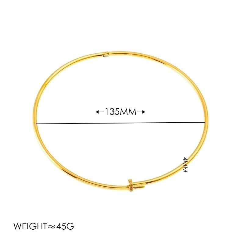 Minimalist Classic Style Solid Color Titanium Steel 18K Gold Plated Plating Choker