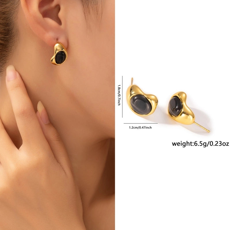 1 Pair Retro Minimalist Geometric Plating Titanium Steel Drop Earrings Ear Studs