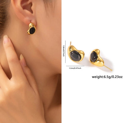 1 Pair Retro Minimalist Geometric Plating Titanium Steel Drop Earrings Ear Studs