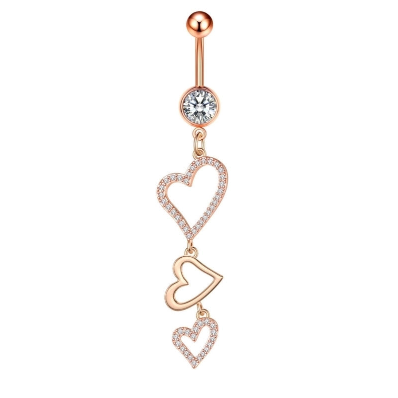 Fashion Heart Shape Copper Plating Zircon Belly Ring 1 Piece