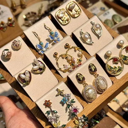 Luxurious Quadrilateral Round Ellipse Leaf Rhombus Animal Bowknot Text Letter Geometric Number Droplet Flower Chinese Zodiac Artificial Pearl Oil Dripping Earrings