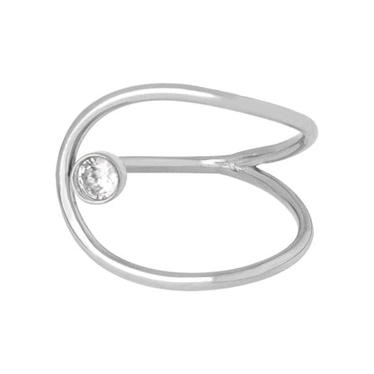 Vacation Sweet Leaf Heart Shape Titanium Steel Shell Zircon 18K Gold Plated Plating Inlay Rings