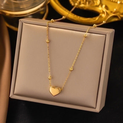 304 Stainless Steel 18K Gold Plated Minimalist Plating Inlay U Shape Heart Shape Acrylic Artificial Rhinestones Plastic Pendant Necklace