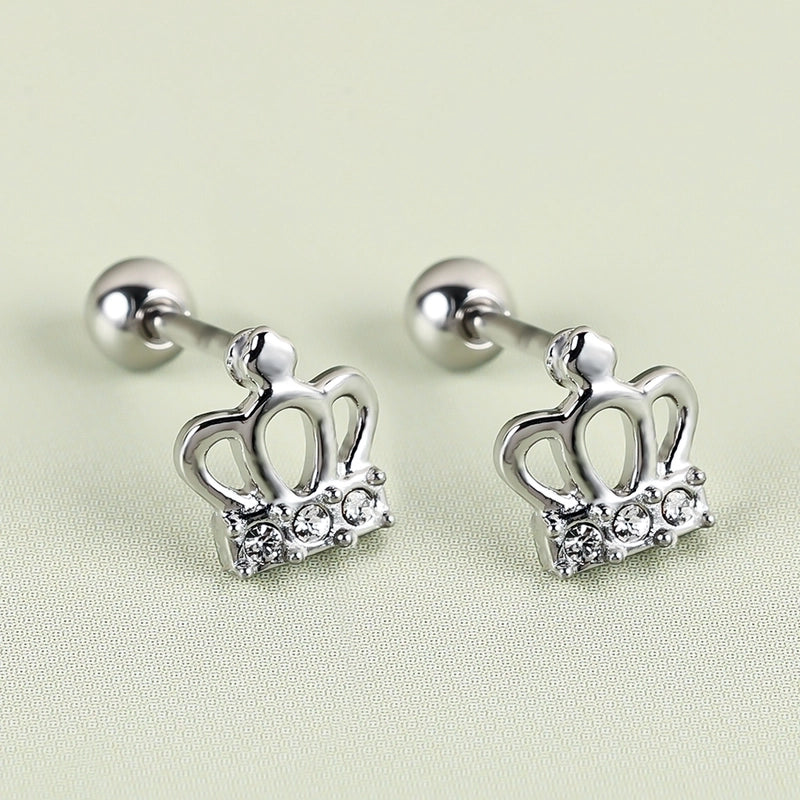 1 Pair Minimalist Classic Style Shiny Geometric Polishing Inlay 304 Stainless Steel Zircon Cartilage Earrings