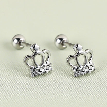 1 Pair Minimalist Classic Style Shiny Geometric Polishing Inlay 304 Stainless Steel Zircon Cartilage Earrings