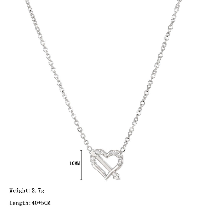 Minimalist Heart Shape 304 Stainless Steel Zircon White Gold Plated Gold Plated Plating Inlay Pendant Necklace