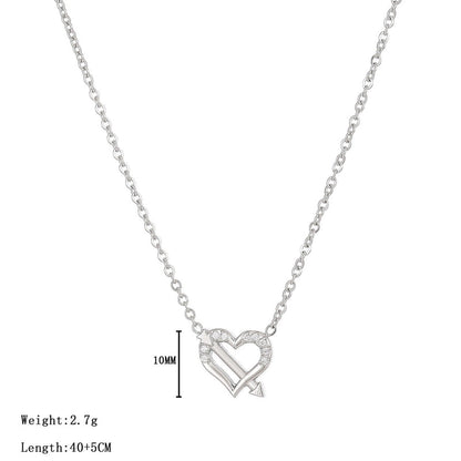 Minimalist Heart Shape 304 Stainless Steel Zircon White Gold Plated Gold Plated Plating Inlay Pendant Necklace