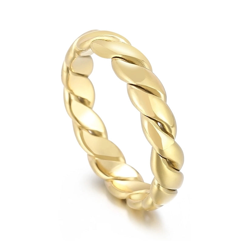 Fashion Twist Titanium Steel 18K Gold Plated Polishing Stainless Steel Rings
