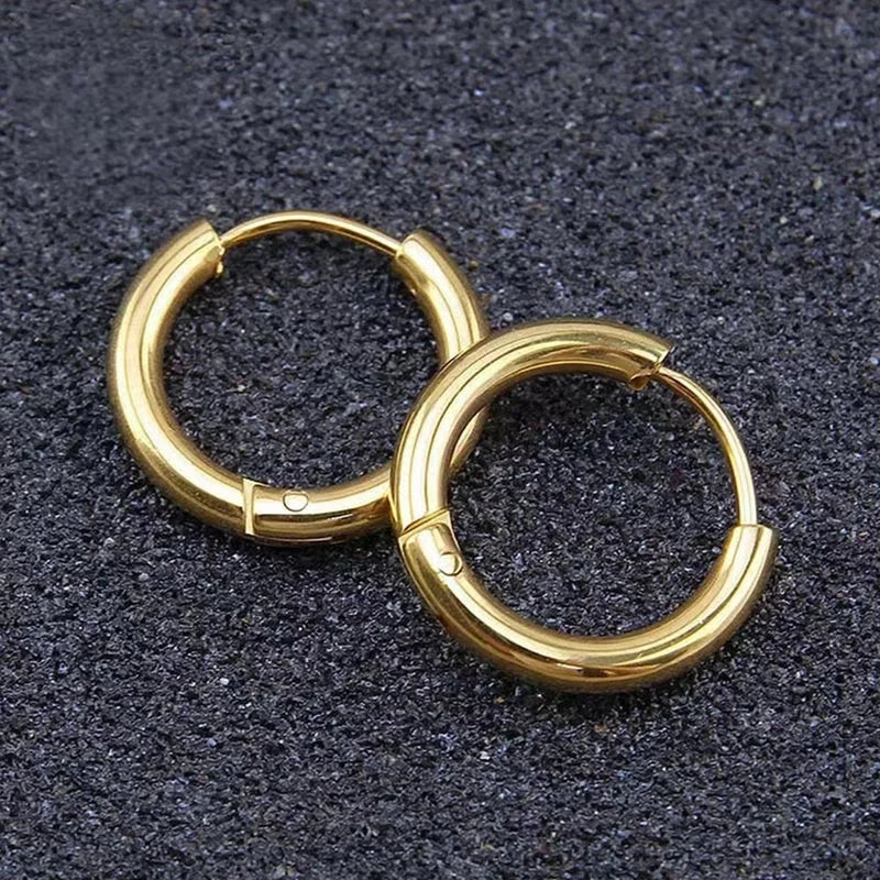 1 Pair Vintage Style Minimalist Round 304 Stainless Steel 18K Gold Plated Stainless Steel Earrings