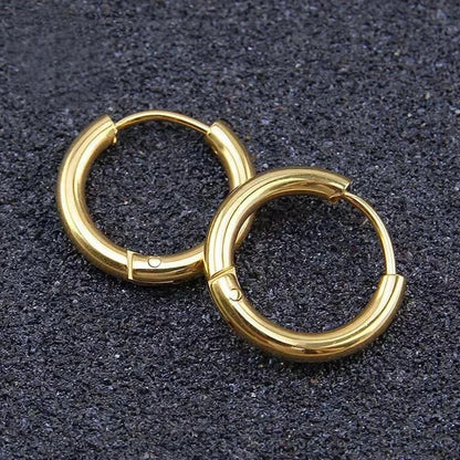 1 Pair Vintage Style Minimalist Round 304 Stainless Steel 18K Gold Plated Stainless Steel Earrings