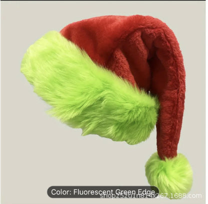 Christmas Hat Christmas Christmas Hat Fluorescent Green Decorative Red Christmas Hat Suede Double Layer Party Supplies