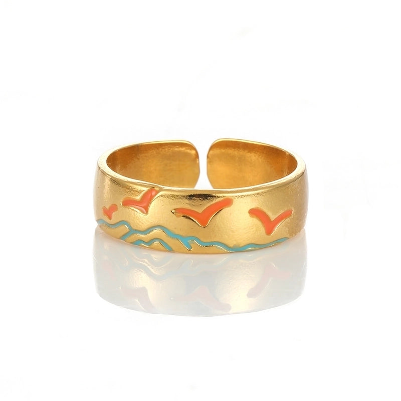 Elegant Minimalist Geometric 304 Stainless Steel Enamel Stainless Steel Rings