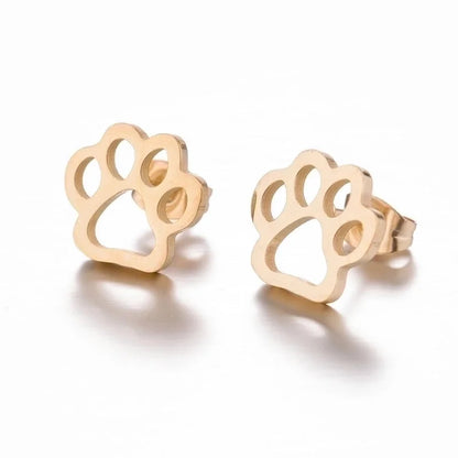 1 Pair Fashion Paw Print 304 Stainless Steel 18K Gold Plated Ear Studs