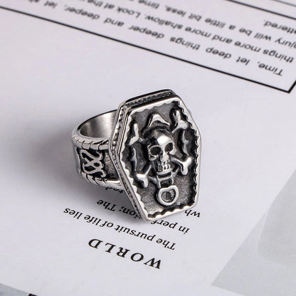 Retro Funny Punk Eye Skull 304 Stainless Steel Polishing Halloween Men's Rings