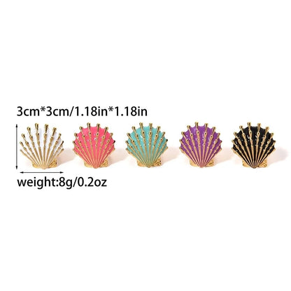 Casual Vacation Beach Shell 304 Stainless Steel 14K Gold Plated Enamel Plating Open Rings
