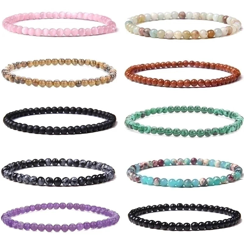 1 Piece Minimalist Round Natural Stone Beaded Bracelets