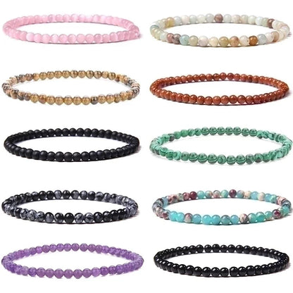 1 Piece Minimalist Round Natural Stone Beaded Bracelets