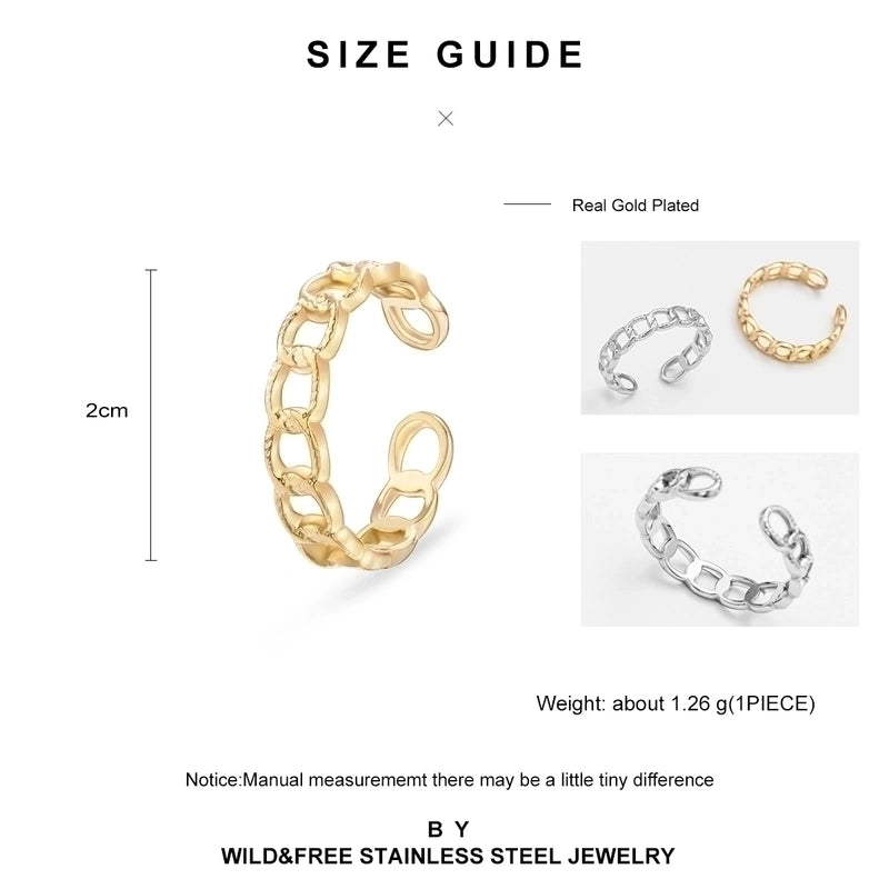 Minimalist U Shape Titanium Steel Plating 18k Gold Plated Open Ring