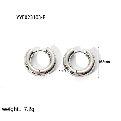 1 Pair Minimalist Round Plating 201 Stainless Steel 18K Gold Plated Hoop Earrings