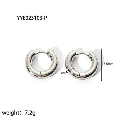 1 Pair Minimalist Round Plating 201 Stainless Steel 18K Gold Plated Hoop Earrings