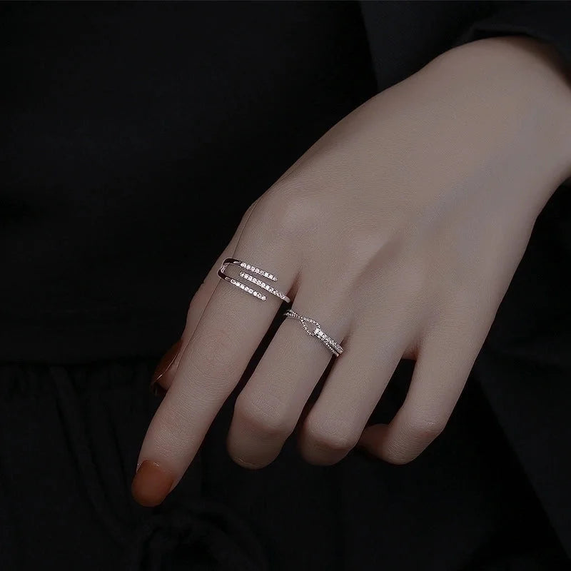Minimalist Solid Color Copper Inlay Zircon Rings