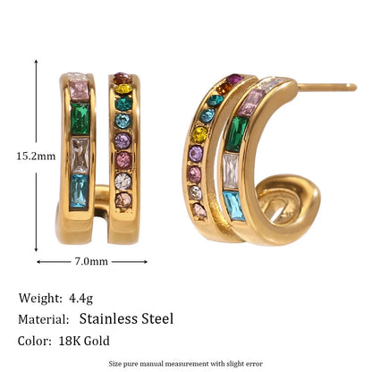 Fashion Circle Geometric Stainless Steel 18K Gold Plated Earrings