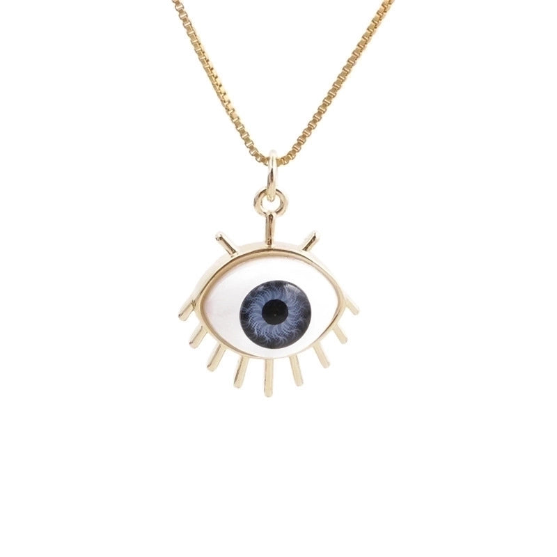 Simple Dripping Evil Eye Pendant Copper Zircon Necklace